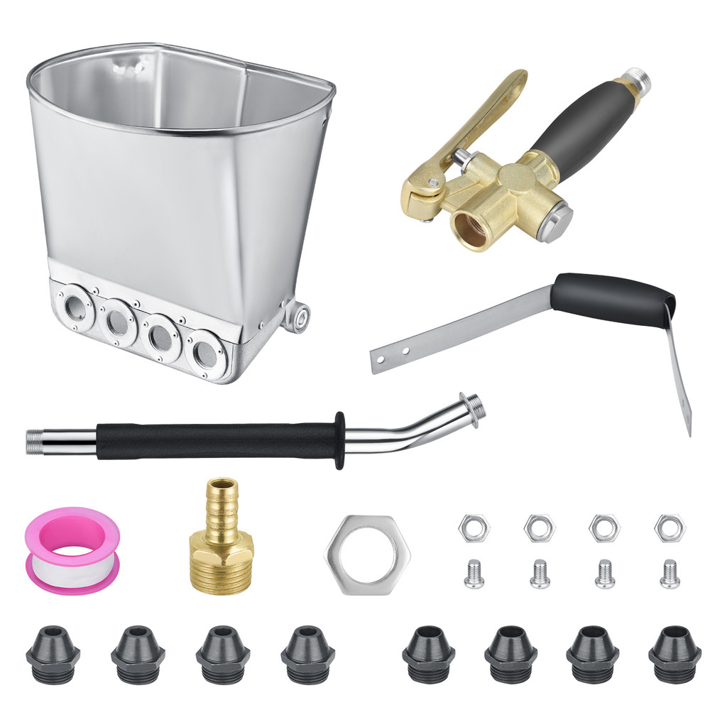 ถูกที่สุด Cement Mortar Spray Gun 77cm Without Lid With 4 X 7mm + 4 X 11mm Nozzles For Air Compresso