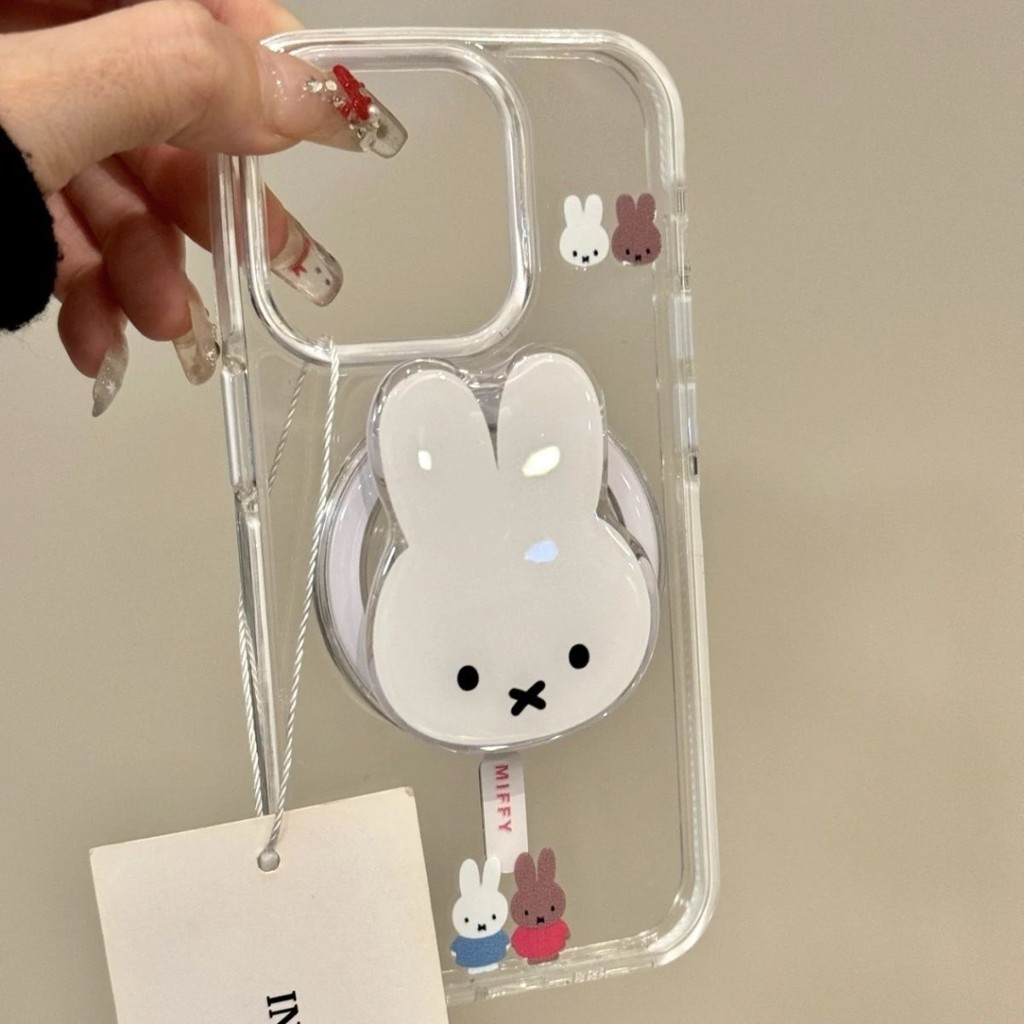 วงเล็บแม่เหล็กกระต่าย Miffy น่ารักเหมาะสําหรับ ihone16promax 15pro เคสโทรศัพท์ 1413