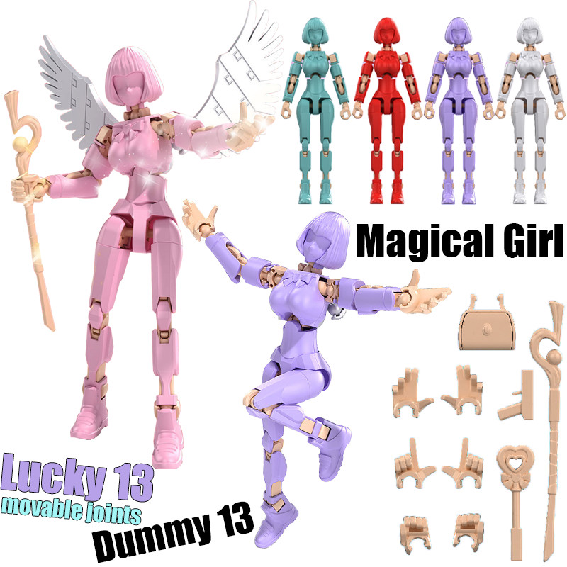 3d พิมพ์ Lucky 13 Action Figure Dummy Magical สาว Angel หญิงนักรบ Skeleton Man vs Knight ประกอบของเล่นเด็กของขวัญ
