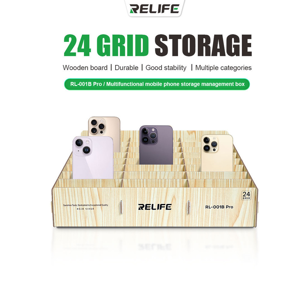 กล่องเก็บโทรศัพท์มือถือ 24 ช่อง Relife RL-001B Pro เหมาะสำหรับการซ่อมแซมโทรศัพท์มือถือ เปลี่ยนหน้าจอ