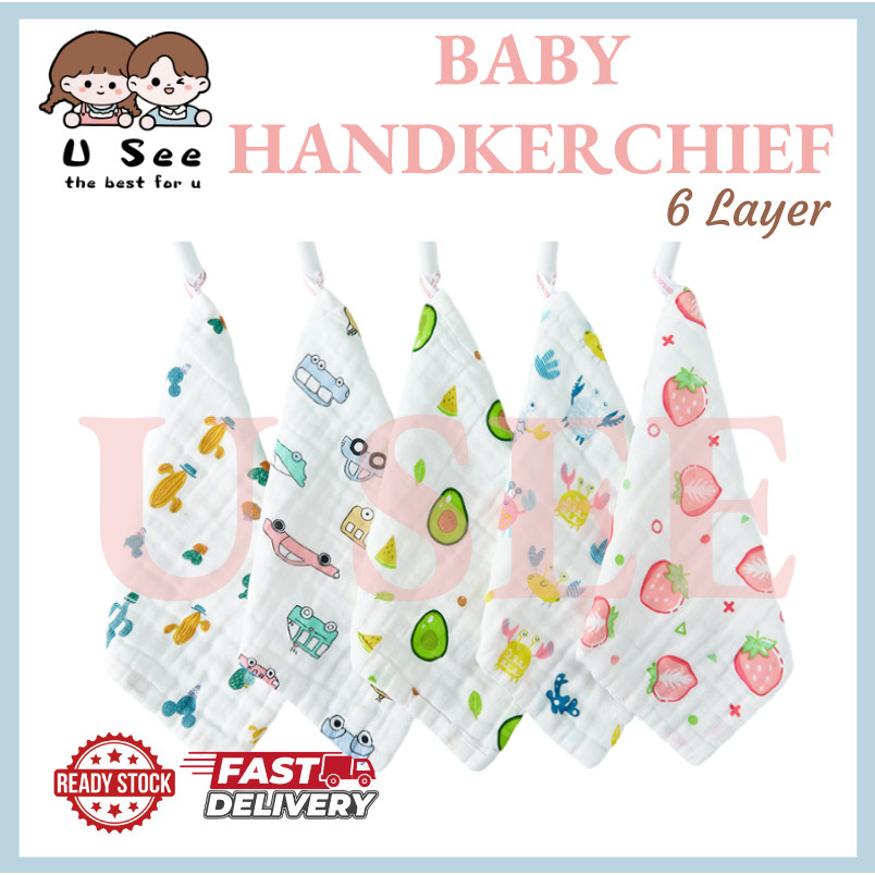 ! 6 ชั้นผ้าเช็ดหน้าเด็กทารกผ้าเช็ดตัวทารกแรกเกิดผ้าเช็ดตัวผ้าฝ้าย Bib Bayi Saku tangan