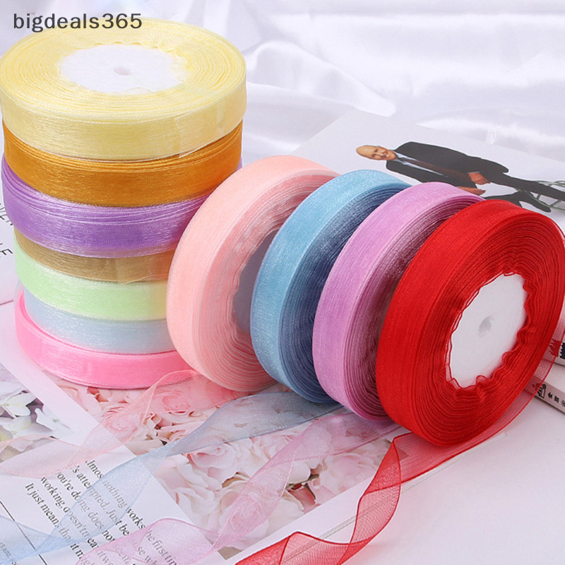 [bigdeals365] ริบบิ้นผ้าชีฟอง 1.5 ซม. 38 เมตร ต่อม้วน สําหรับตกแต่งงานแต่งงาน คริสต์มาส DIY