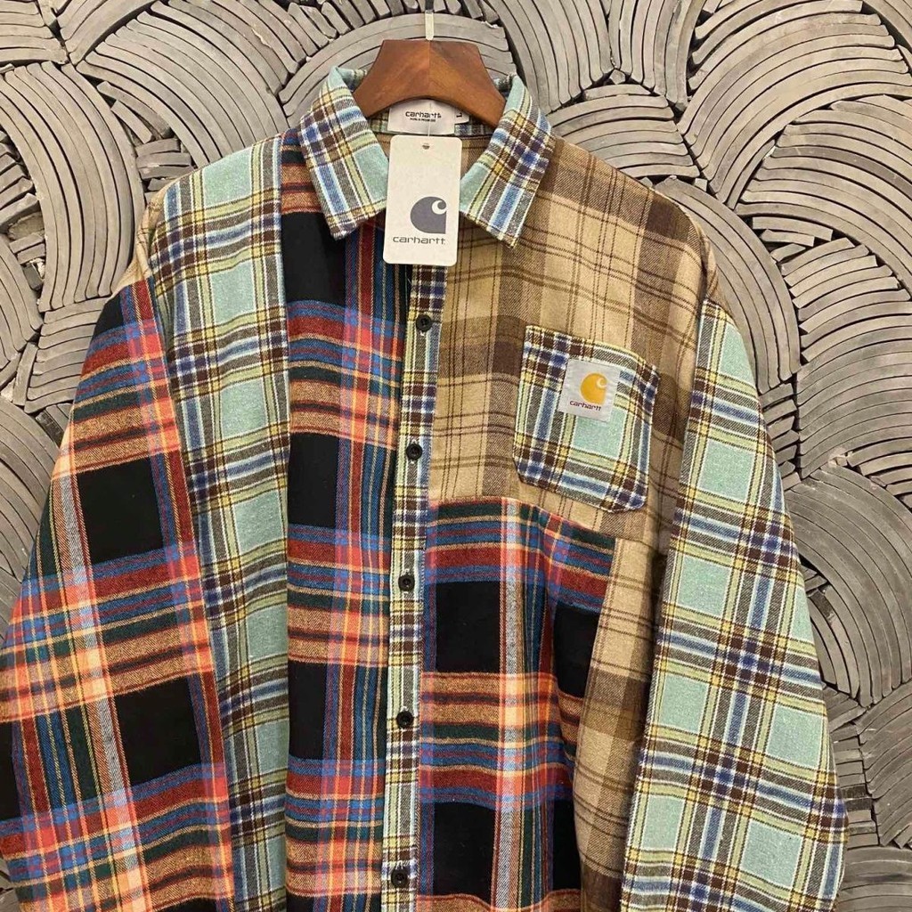 Carhartt เสื้อเชิ้ตแขนยาว ผ้าฝ้าย ขอบดิบ สีพื้น สําหรับผู้ชาย