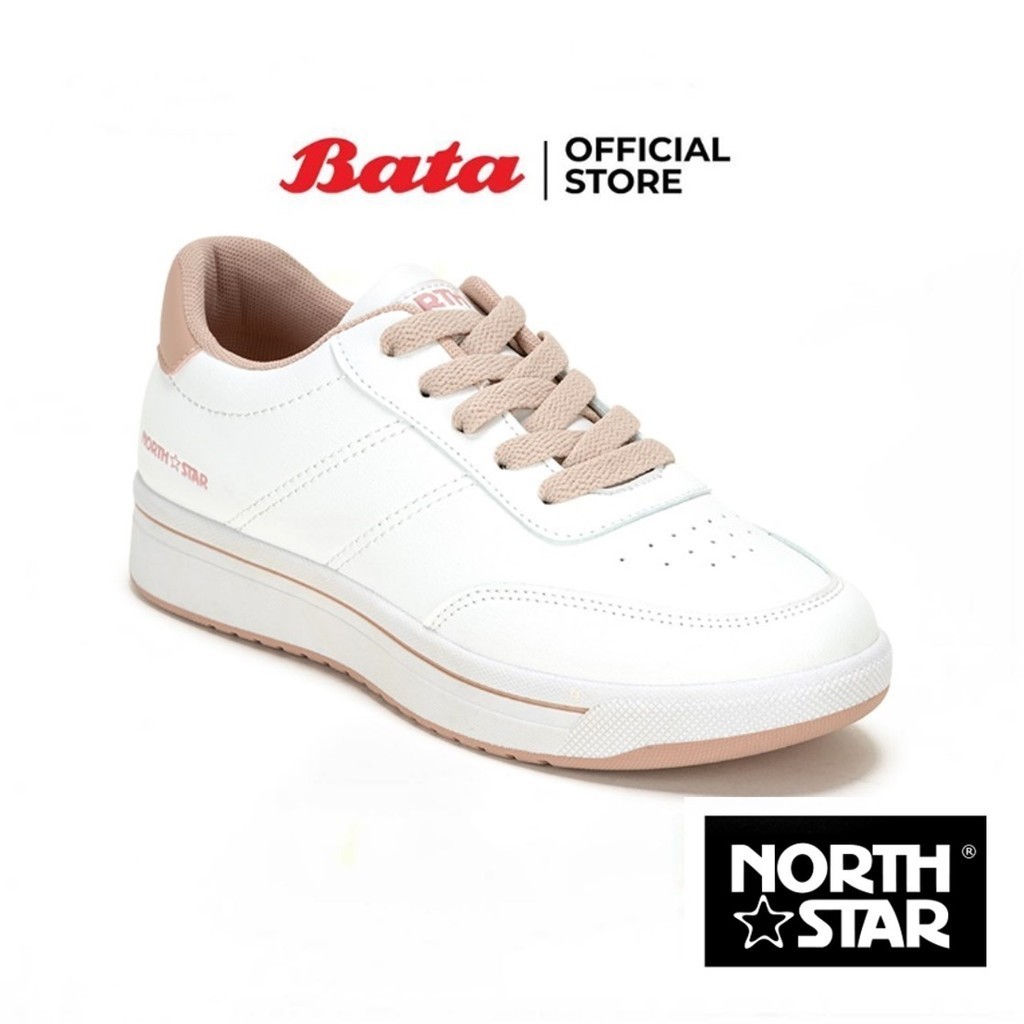 Bata บาจา by North Star รองเท้าผ้าใบสนีคเกอร์แบบผูกเชือก ดีไซน์เท่ห์ สวมใส่ง่าย สำหรับผู้หญิง สีเขียวอ่อน 5207080 สีขาว 5201080