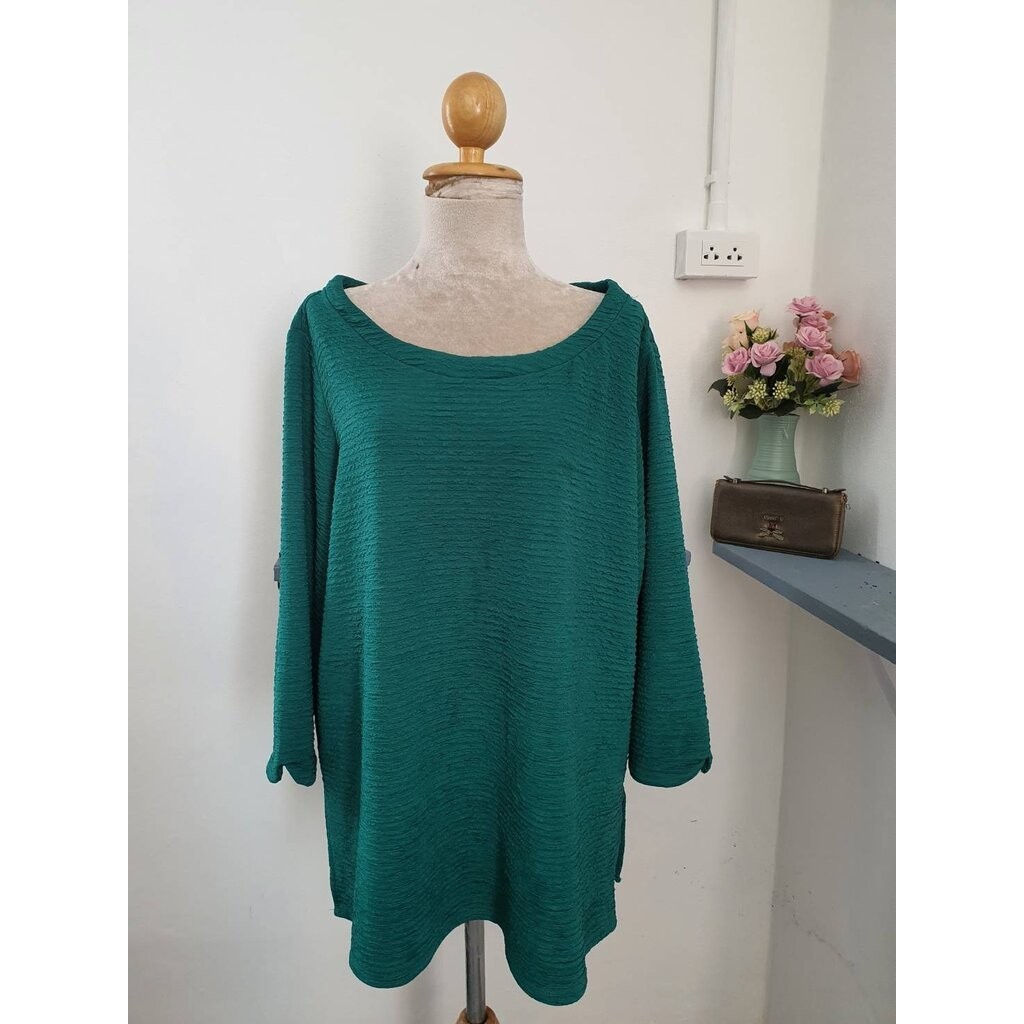 FF05141 เสื้อผ้ามือสอง สีเขียว แบรนด์ NOTATIONS อก 52-56 นิ้ว