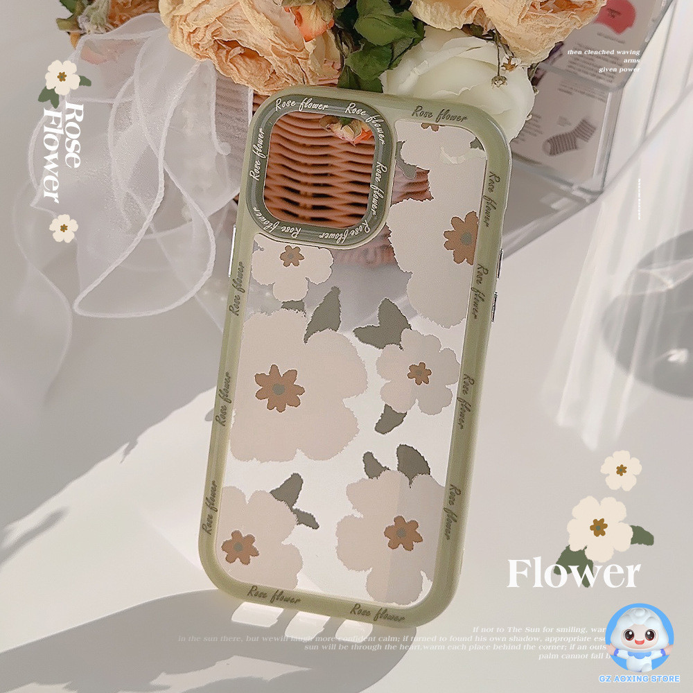 เคสโทรศัพท์มือถือ แบบใส ลายดอกไม้ สีขาว สําหรับ Iphone 15 14 X XR XM 11 12 13 PRO MAX GK0973