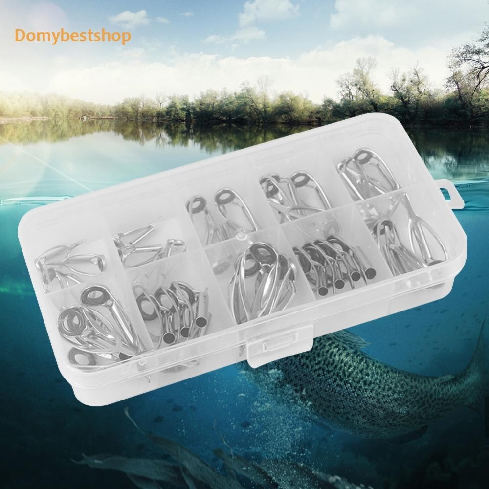 [Domybestshop.th] ชุดแหวนไกด์เซรามิค ปลายคันเบ็ดตกปลา สเตนเลส แบบเปลี่ยน DIY 10 40 ชิ้น
