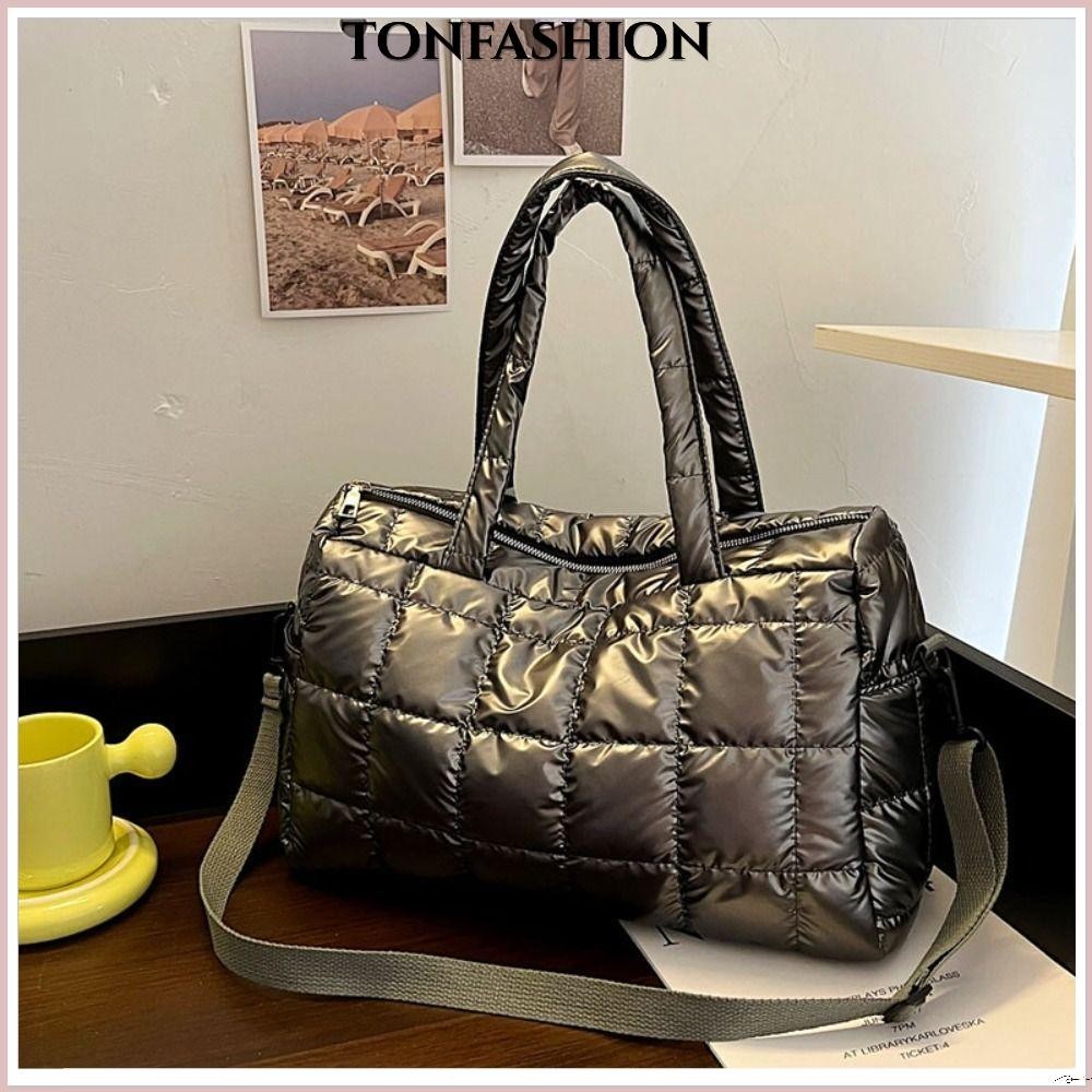 Tonfashion กระเป๋าสะพายไหล่ ทรงโท้ท ขนาดใหญ่ จุของได้เยอะ สีพื้น แฟชั่นฤดูหนาว