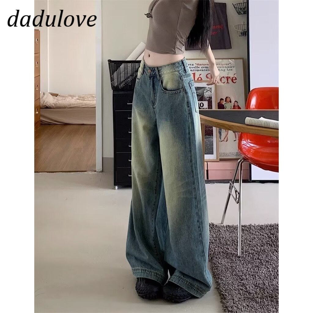 DaDulove New American Ins High Street Retro Jeans Niche High Waist Loose Wide Leg Pants plus Size Trousers