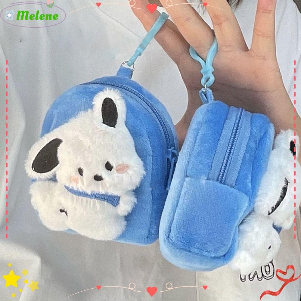 Melene กระเป๋าสตางค์ กระเป๋าใส่เหรียญ มีซิป ขนาดเล็ก ลายการ์ตูน Pochacco เรียบง่าย