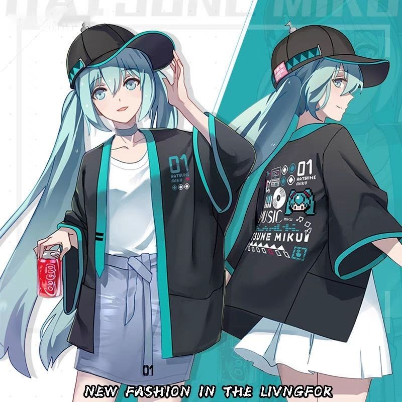 เสื้อคลุมกิโมโน คอสเพลย์ Hatsune Miku กันแดด ลําลอง เหมาะกับฤดูร้อน สําหรับผู้ชาย และผู้หญิง