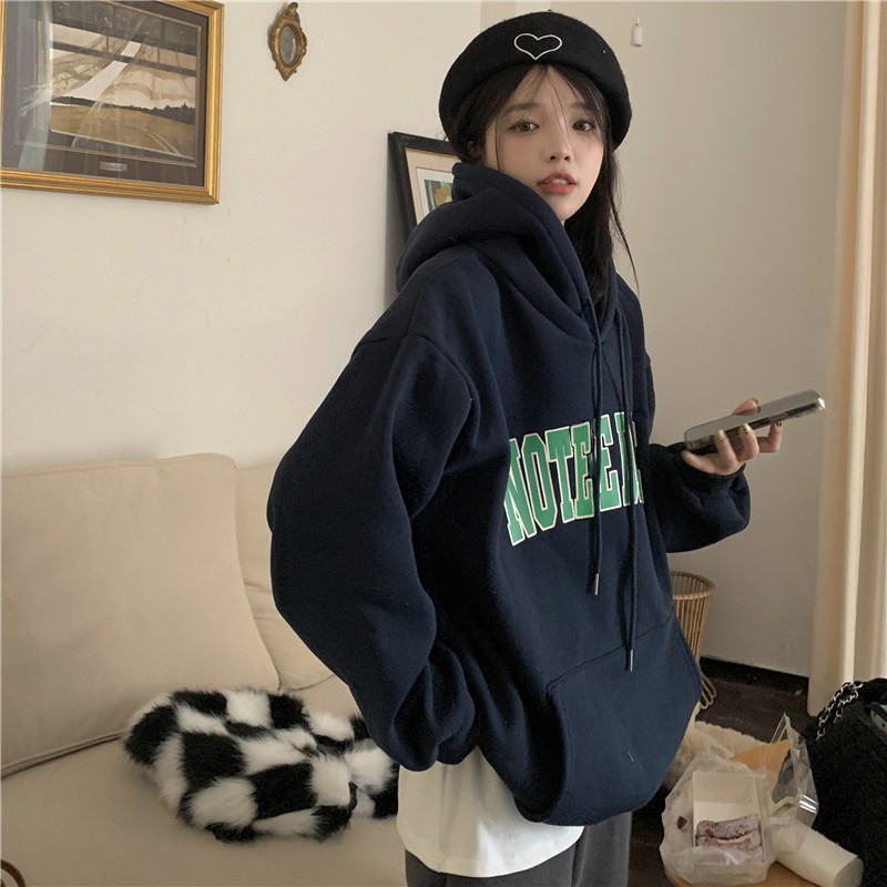ส่งไวจากไทย TAYCEN เสื้อฮู้ด ลายตัวหนังสือ แขนยาว สไตล์เกาหลี โอเวอร์ไซซ์ สำหรับผู้หญิง