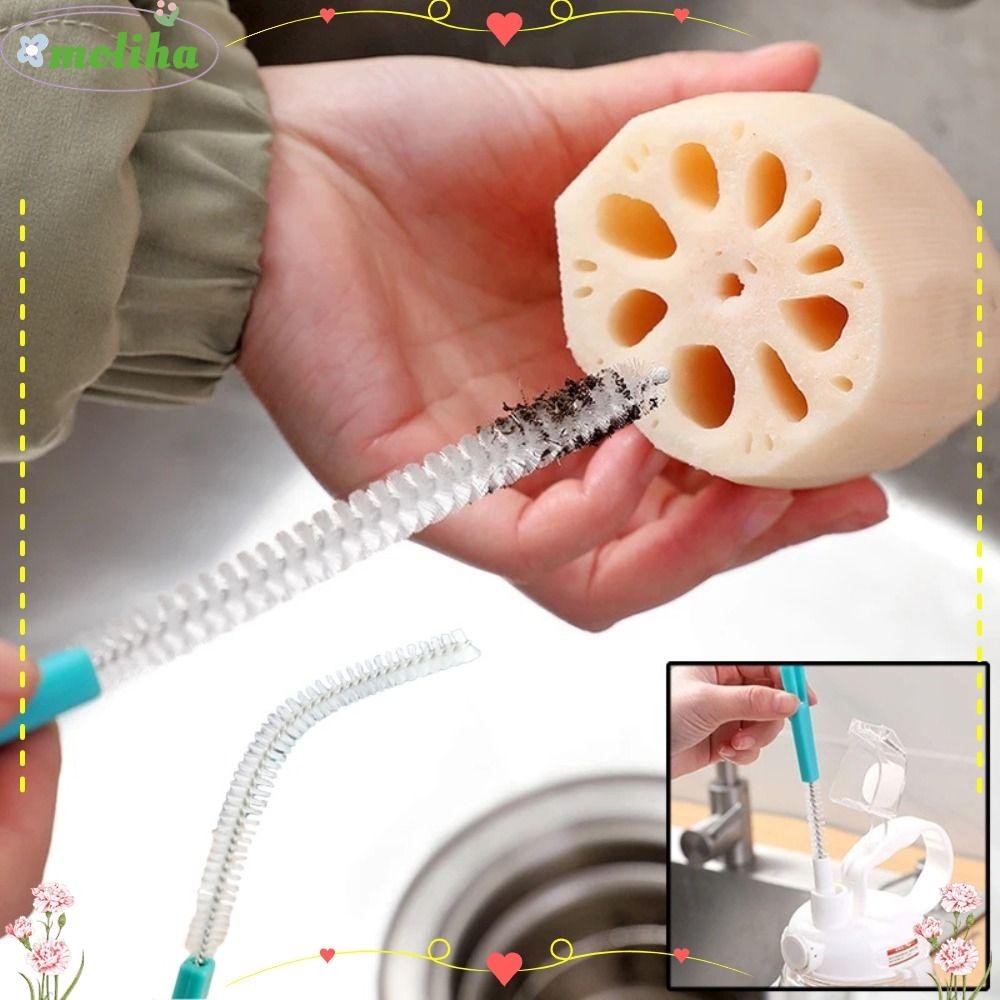 Moliha แปรงทําความสะอาดหลอดดูด ขนแปรงนิ่ม สเตนเลส 360 องศา แบบพกพา อุปกรณ์เสริม สําหรับทําความสะอาดขวดนม