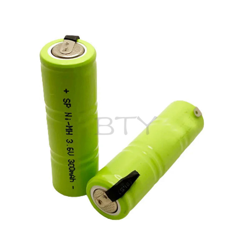 BTY 3.6V 1/3AA NI-MH Rechargeable Battery With Welding Tabs NIMH 300mAh 14mmX47MM Batteries Size
