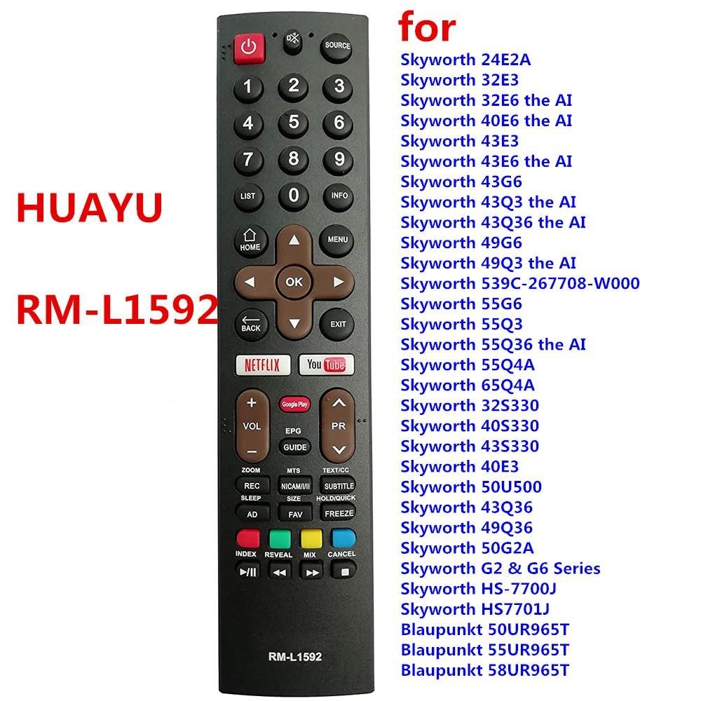 ใหม่สําหรับ Skyworth RM-L1592 Android Smart TV Remote พร้อม Netflix, YouTube และ Google Play