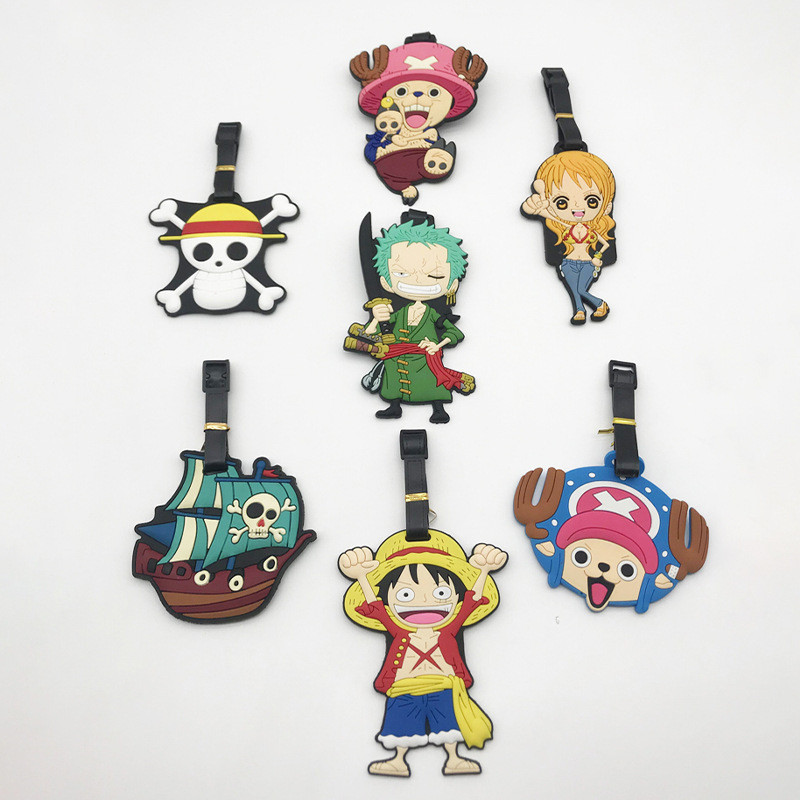 ป้ายแท็กยาง PVC แบบนิ่ม ลายการ์ตูนอนิเมะ One Piece แบบสร้างสรรค์ สําหรับตกแต่งกระเป๋าเดินทาง