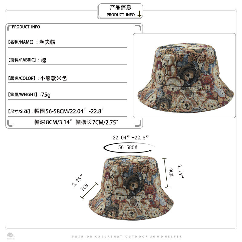 หมวกบักเก็ต กันแดด ลายหมี แฟชั่นสําหรับชาย และหญิง - รูปที่ 3