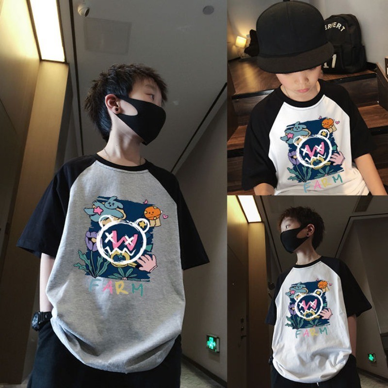 【Big Boy Clothing】เสื้อยืดแขนสั้น ผ้าฝ้าย 100% พิมพ์ลายการ์ตูนราลาแกน แฟชั่น สําหรับเด็กผู้ชาย (ไซซ์ 120-170)