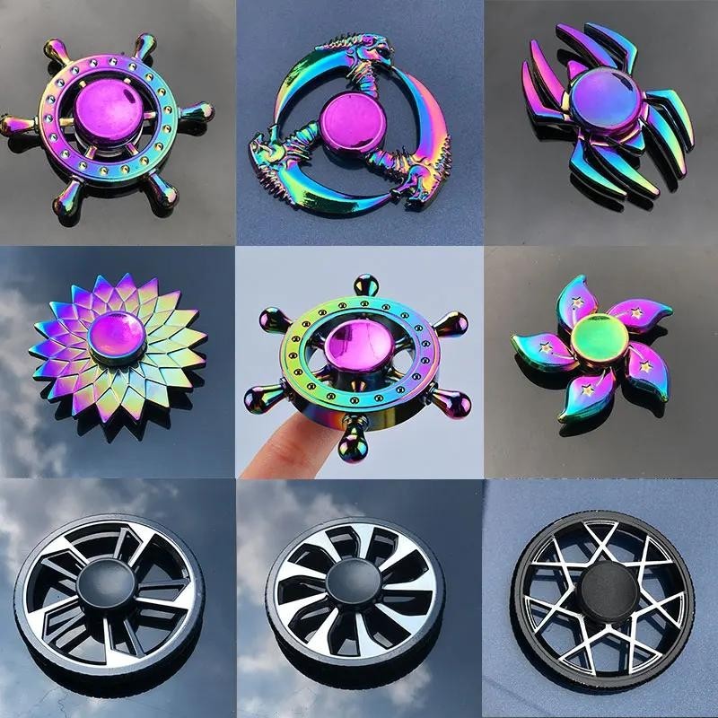 Edc Fidget Spinner โลหะ สีรุ้ง หมุนได้ R118 ของเล่นคลายเครียด ผู้ใหญ่ เด็ก เห็ด Raytheon 60-65 มม.