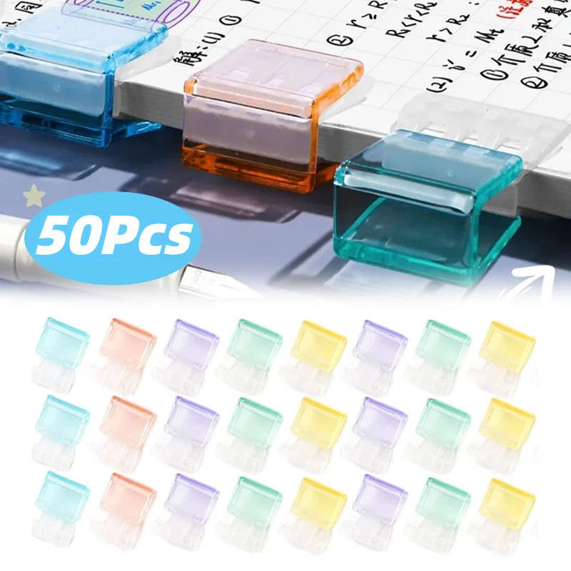 50 ชิ้น สีแคนดี้ กดกระดาษ คลิปผลัก ใส ทดสอบ กระดาษ แฟ้ม คลิปเก็บ เครื่องเขียนนักเรียน อุปกรณ์สํานักงาน โรงเรียน