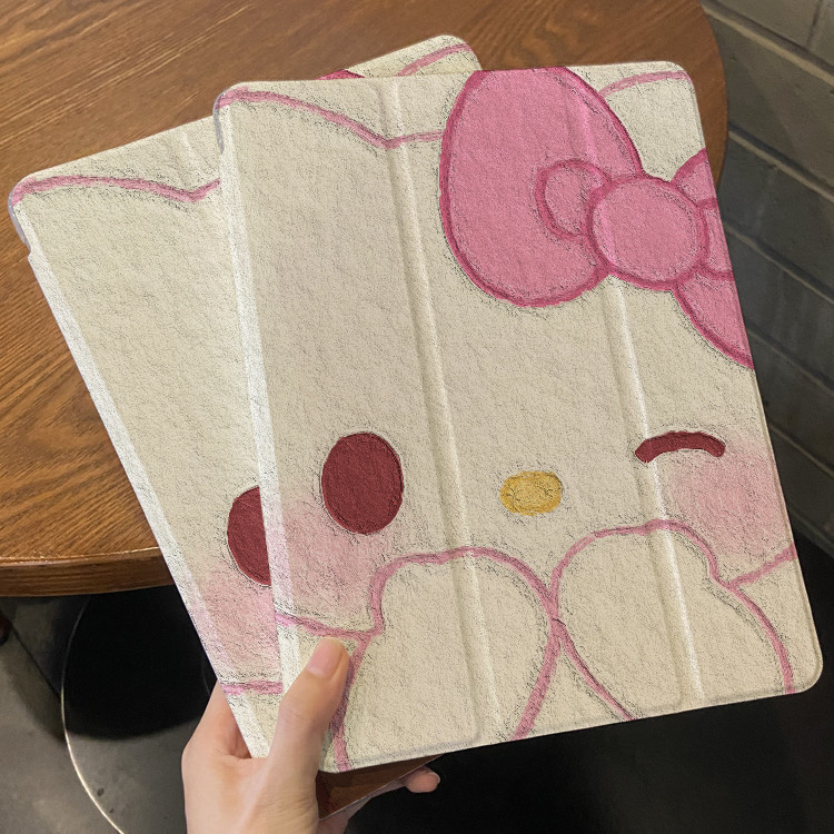 เคส ลายการ์ตูนแมวคิตตี้ พร้อมช่องใส่ดินสอ ประหยัดพลังงาน สําหรับ iPad 9th Air 4 Air 5 Pro 11