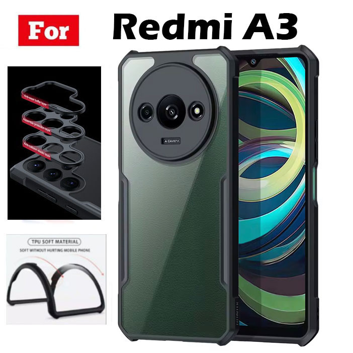 Redmi A3 เคสใส กันกระแทก ป้องกันเลนส์กล้อง กันน้ํา ขอบนิ่มหลังแข็ง เหมาะสําหรับ Redmi A3 A2Plus A1 13C