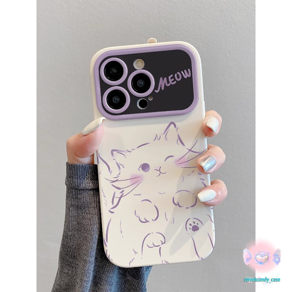 [จัดส่งในพื้นที่] ใช้ได้กับ iPhone x xs max xr 14 11 12 13 15 Pro Max 14 15 Plus เคสโทรศัพท์มือถือลูกแมวสีตัดกัน cover