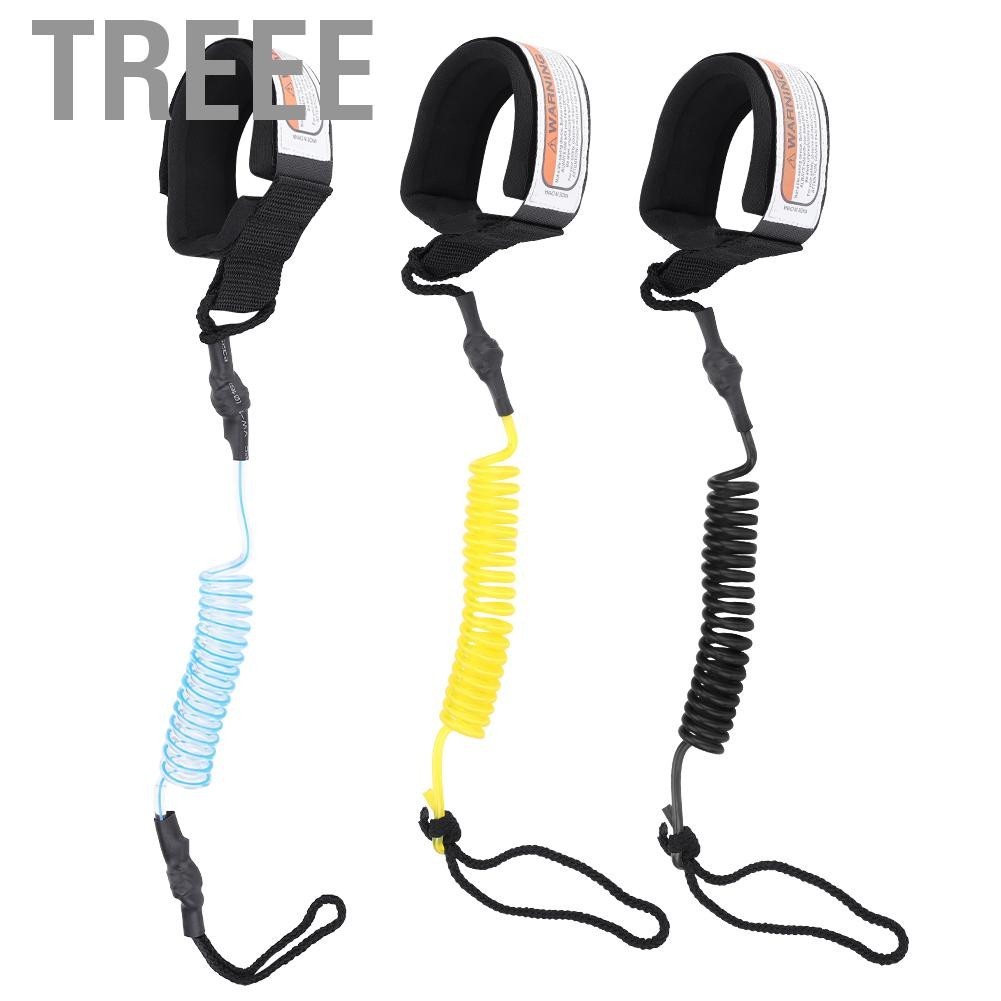Treee ฟุตข้อเท้า Leash ท่องยืดหยุ่นขด Stand UP Paddle Board ขาเชือกกระดานโต้คลื่น Raft Traction