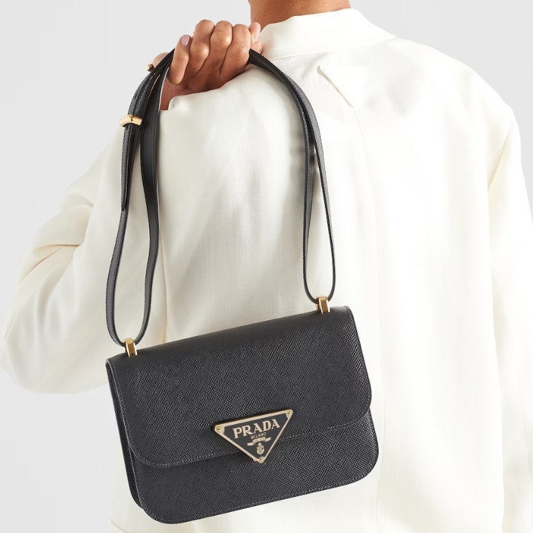 ราคาถูกสุด 100% ใหม่และแท้/ปราด้า Prada Saffiano Leather Shoulder Bagกระเป๋าสะพายสตรี