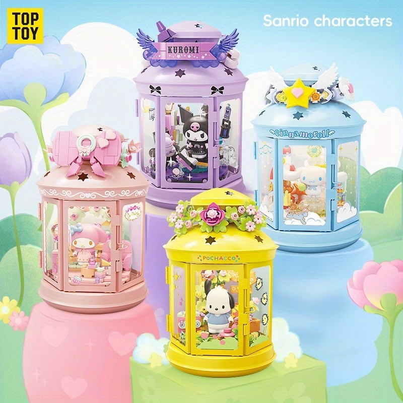 Toptoy บล็อกตัวต่อ Sanrio Miracle Light Fantasy Series บล็อกตัวต่อเพื่อการศึกษาบรรยากาศ Night Light Kuromi Pochacco Cinnamoroll My Melody Building Blocks ของเล่นเด็ก Perfec