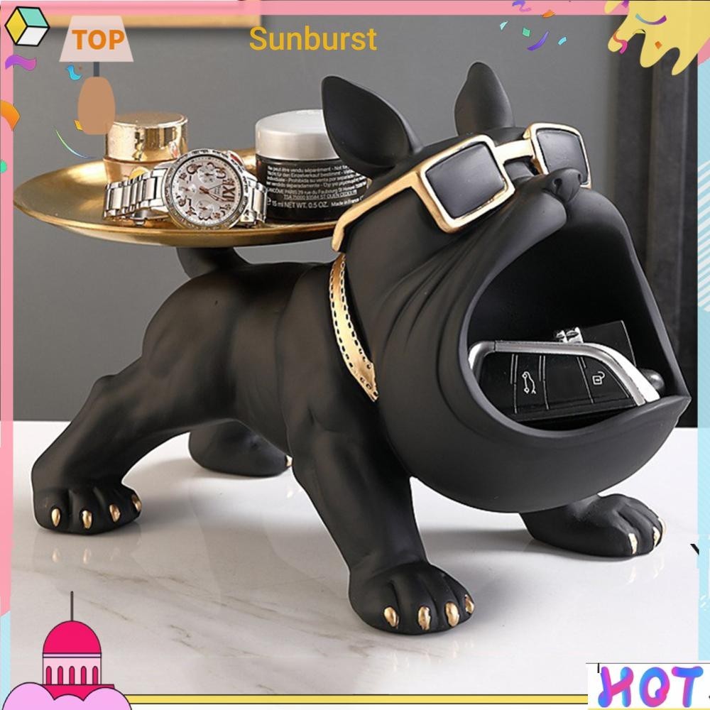 [Sunburst11.th] ประติมากรรมเรซิ่น รูปสุนัขบูลด็อก พร้อมพาเลท สําหรับตกแต่งร้านกาแฟ เพื่อการศึกษา