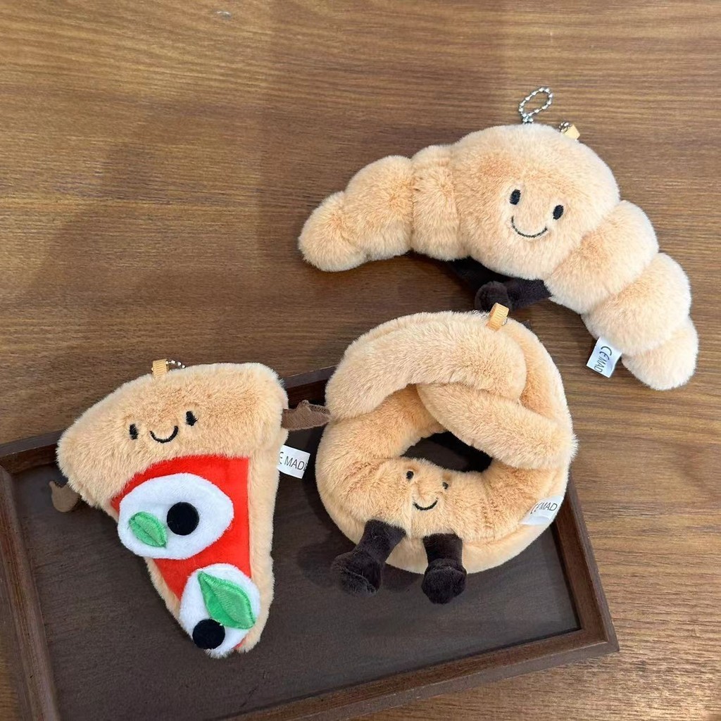 จี้ตุ๊กตา รูปขนมปัง พิซซ่า ครัวซองต์ น่ารัก สําหรับห้อยกระเป๋า
