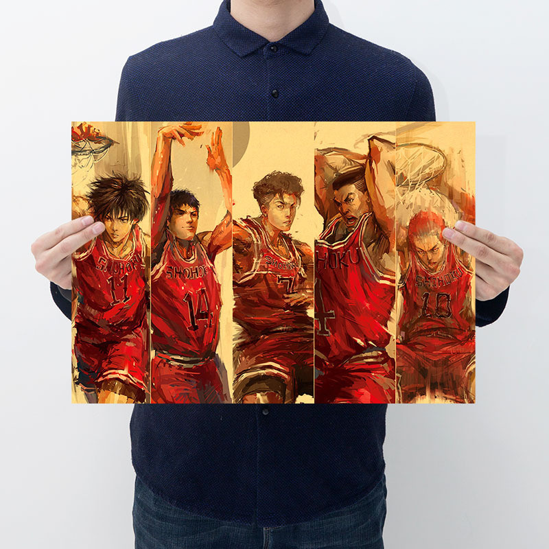 สติกเกอร์โปสเตอร์กระดาษคราฟท์ ลายอนิเมะ Slam Dunk ขนาด 50.5x35 ซม. สําหรับติดตกแต่งผนังห้องนอน หอพัก