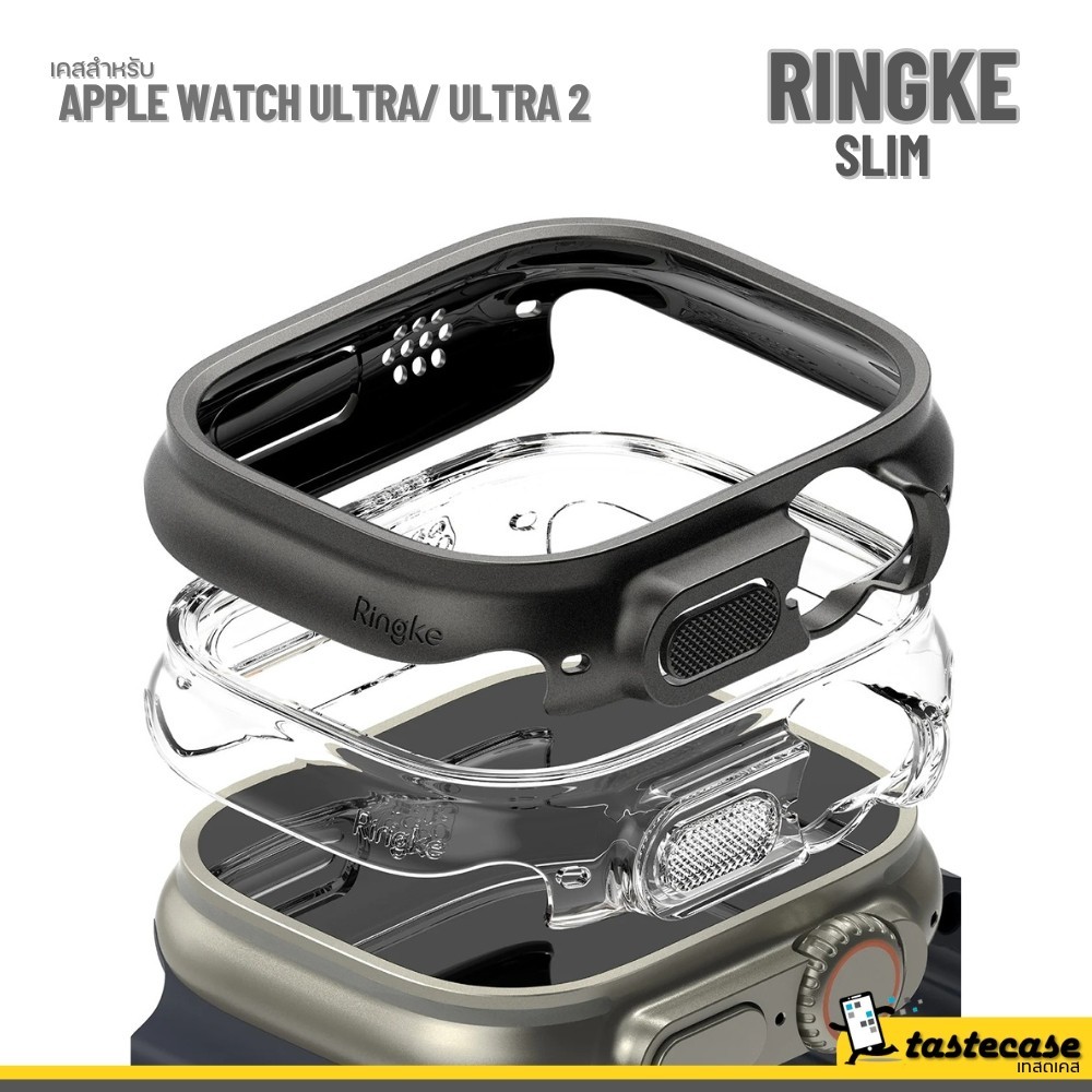 Ringke Slim เคสสำหรับ Apple Watch Ultra และ Apple Watch Ultra 2 ขนาด 49 mm. - Titanium Black + Clear