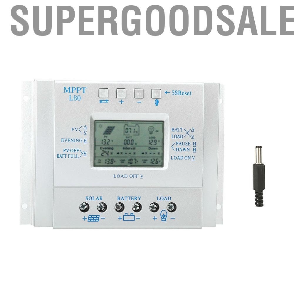Supergoodsales 80A ตัวควบคุมการชาร์จพลังงานแสงอาทิตย์ MPPT L-80 จอแสดงผล LCD PWM ไฟฟ้าโซลาร์เซลล์