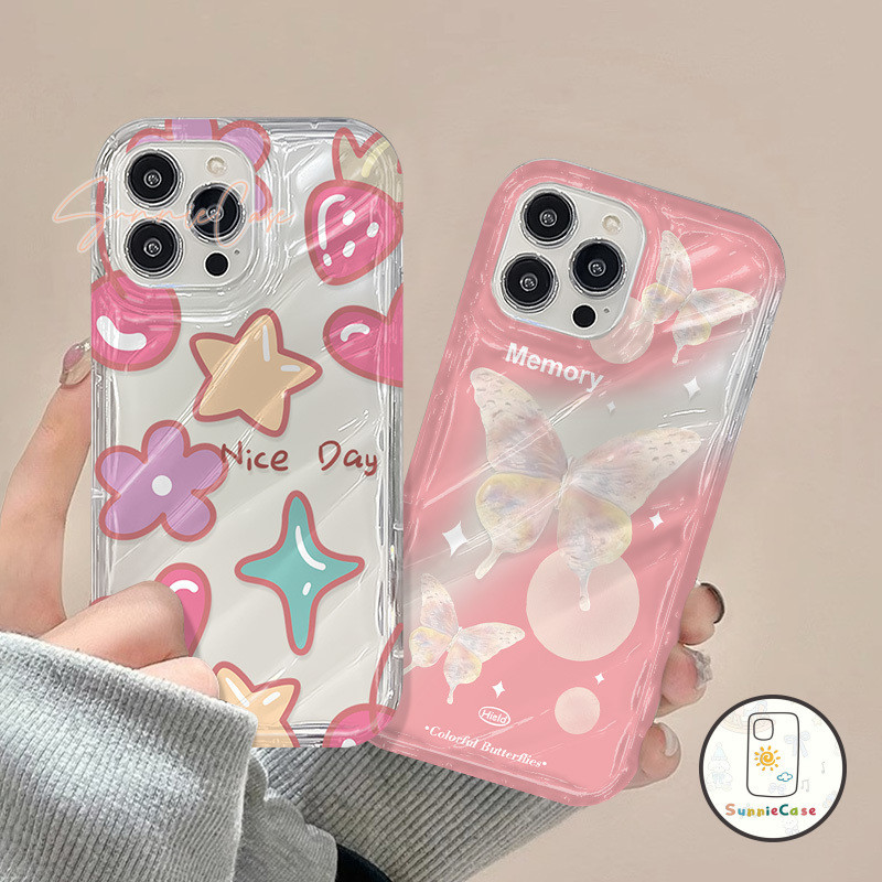 กำกับโรแมนติกสีชมพูการ์ตูนผีเสื้อ ที่อยู่อาศัย เข้ากันได้ iPhone 7Plus 12 11 14 15 13 Pro Max XR XS Max X 14 15 7 8 Plus