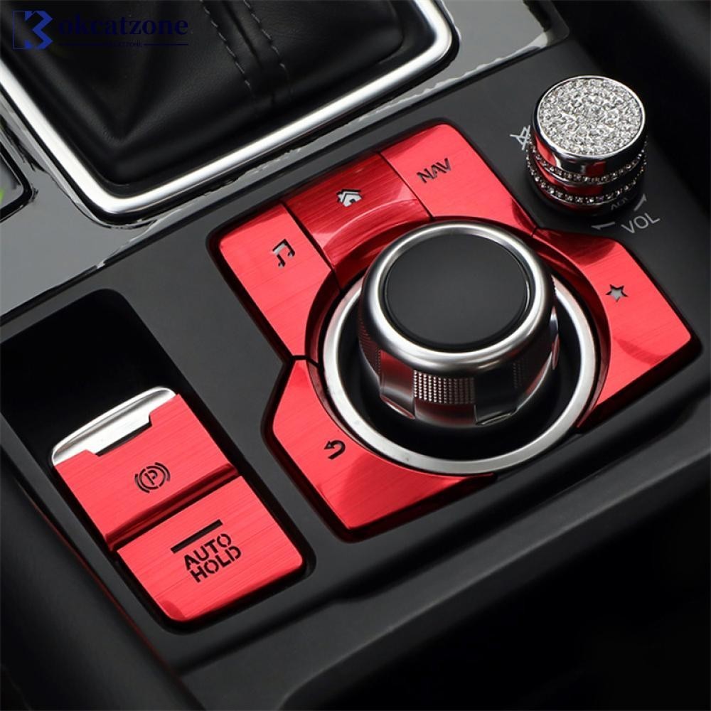 Okcatzone ฝาครอบปุ่มเบรกจอดรถยนต์ อะลูมิเนียม อัตโนมัติ สําหรับ Mazda3 ATENZA CX-5 CX-4 CX-8 K9V7 7 ชิ้น