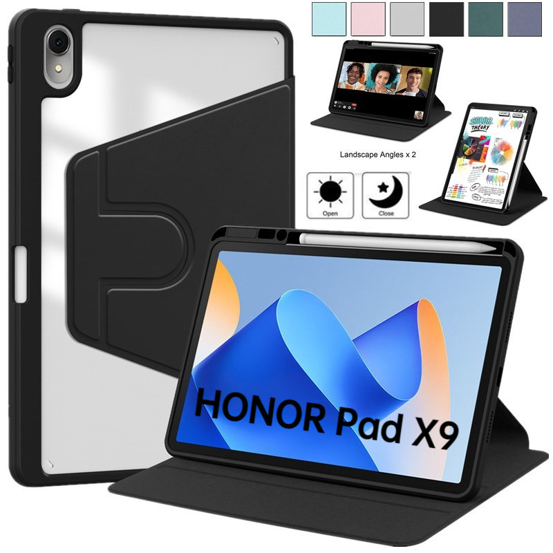 เคสฝาพับ กันกระแทก หมุนได้ พร้อมช่องใส่ปากกา สําหรับ Honor Pad X9 Honor Pad X8 Pro 11.5 นิ้ว 2023