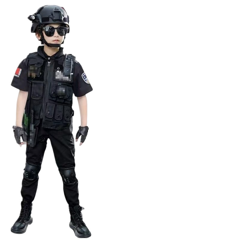 2024 เด็กกองกําลังพิเศษชุดของเล่นเด็กกลางแจ้ง ซีเอส ตํารวจน้อยเจ้าหน้าที่ของขวัญวันเกิดชุดเต็ม ตบ เสื้อผ้ายาวแขนสั้น