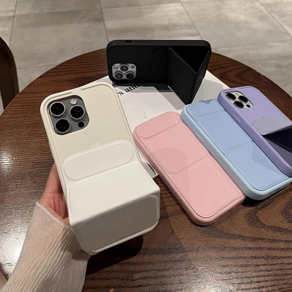 เคสโทรศัพท์มือถือ ซิลิโคนนิ่ม กันกระแทก ป้องกันกล้อง พับได้ แบบสร้างสรรค์ สําหรับ iPhone15 14 13 12 11 Pro Max