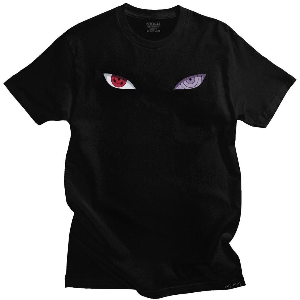 S-5XL [HOT] Sharingan X Rinnegan T Shirt for Men 100% Cotton Harajuku T-shirt Short Sleeve Obito Uch
