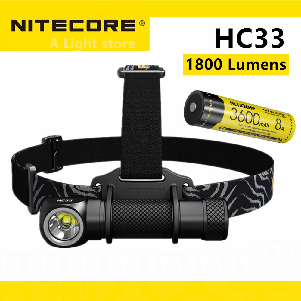 Nitecore HC33 ไฟฉายคาดศีรษะ แบบพกพา กันน้ํา สําหรับเดินป่า ตั้งแคมป์