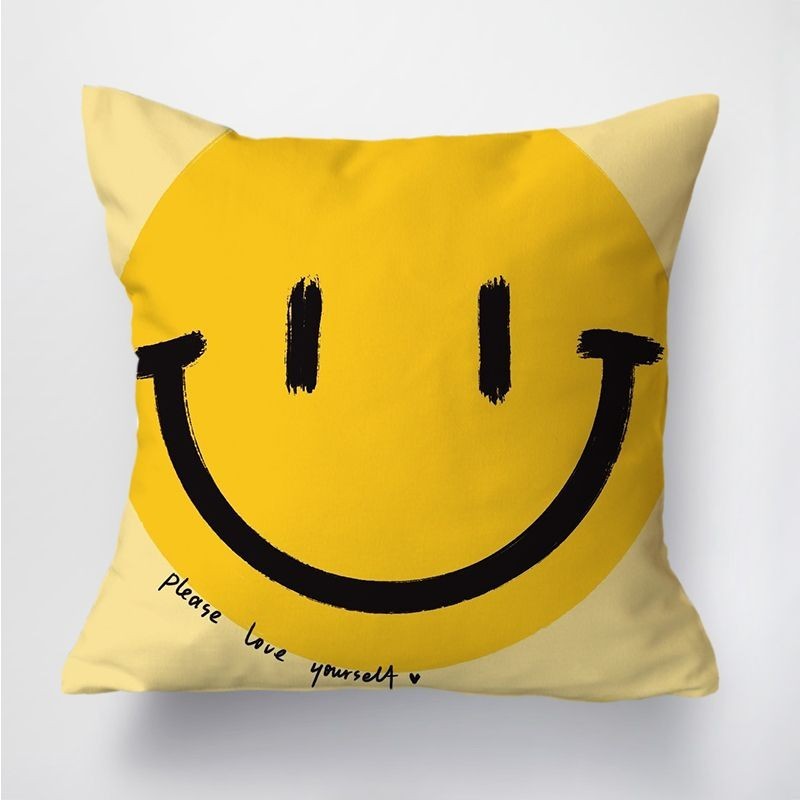 ใหม่ หมอนอิง ลายหน้ายิ้ม สไตล์ฮิปสเตอร์ สําหรับตกแต่งข้างเตียงนอน โซฟา รถยนต์ - รูปที่ 3