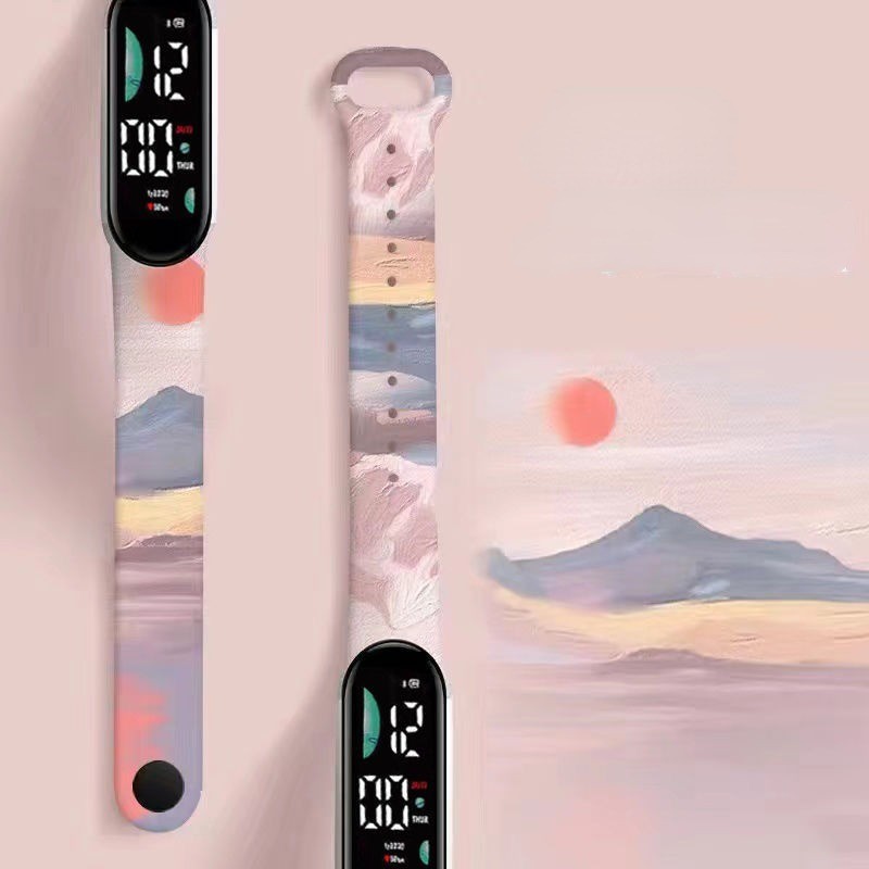 SANRIO Pochacco Kuromi นาฬิกาข้อมืออิเล็กทรอนิกส์ มีไฟ LED สายซิลิโคน กันน้ํา สําหรับเด็ก - รูปที่ 4