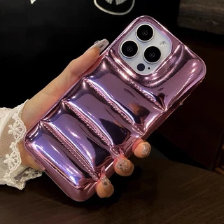 สีชมพูสีแดงสีดําและสีเงินสองสนุกสายคนออโรร่าเลเซอร์ผ้าฝ้ายแท้ที่เต็มไปด้วยลงแจ็คเก็ตเคสโทรศัพท์สําหรับ ไอโฟน 17โปรแม็กซ์ 16 15โปรแม็กซ์ 14 13 12 11ตกกัน