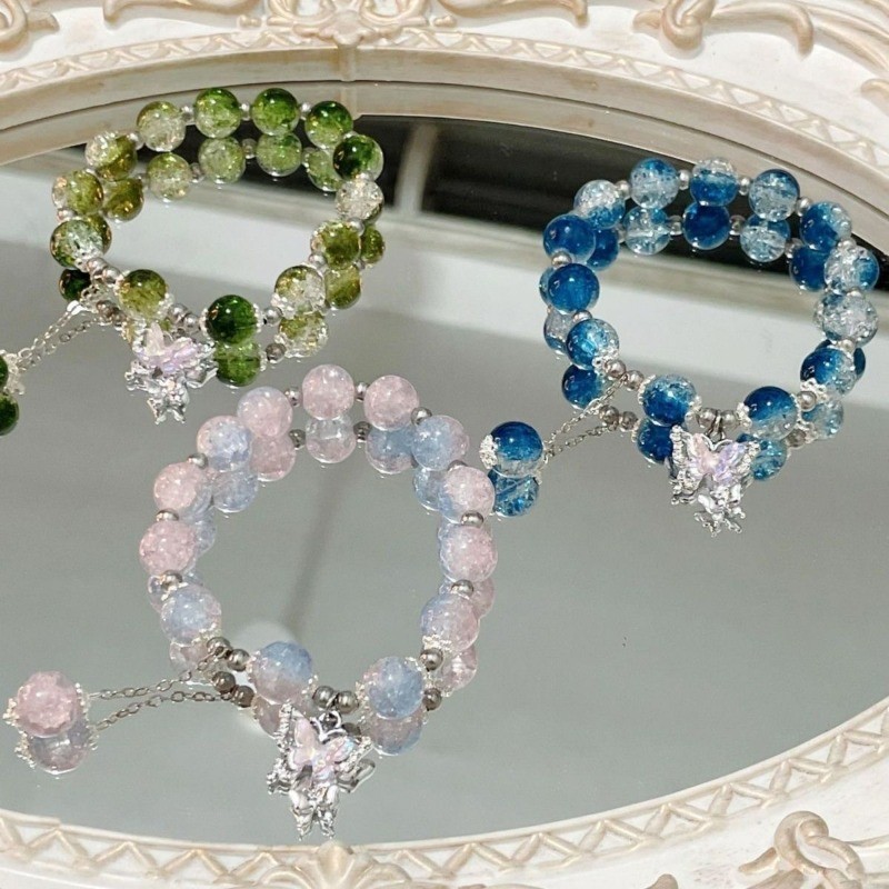 ฤดูร้อน สวยงาม ไล่ระดับสี สายรัดข้อมือ เด็กผู้หญิง ลูกปัด สร้อยข้อมือ กําไลข้อมือ