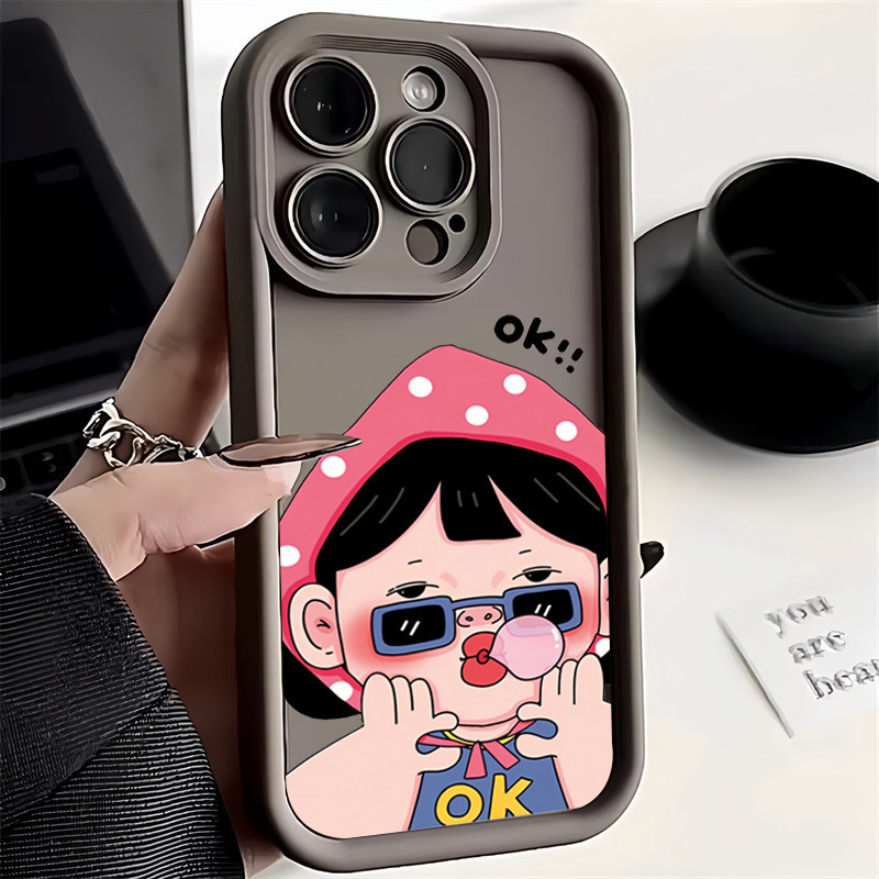 เคสโทรศัพท์มือถือ ลายผู้หญิงตลก OK เป่าฟองสบู่ แว่นกันแดด พร้อมที่คาดผม สําหรับ Xiaomi Redmi Note 13 11 12 Pro Plus 5G Turbo 12S 11S 10S 10 9S 9 Pro Redmi 12 12C 10C 13C