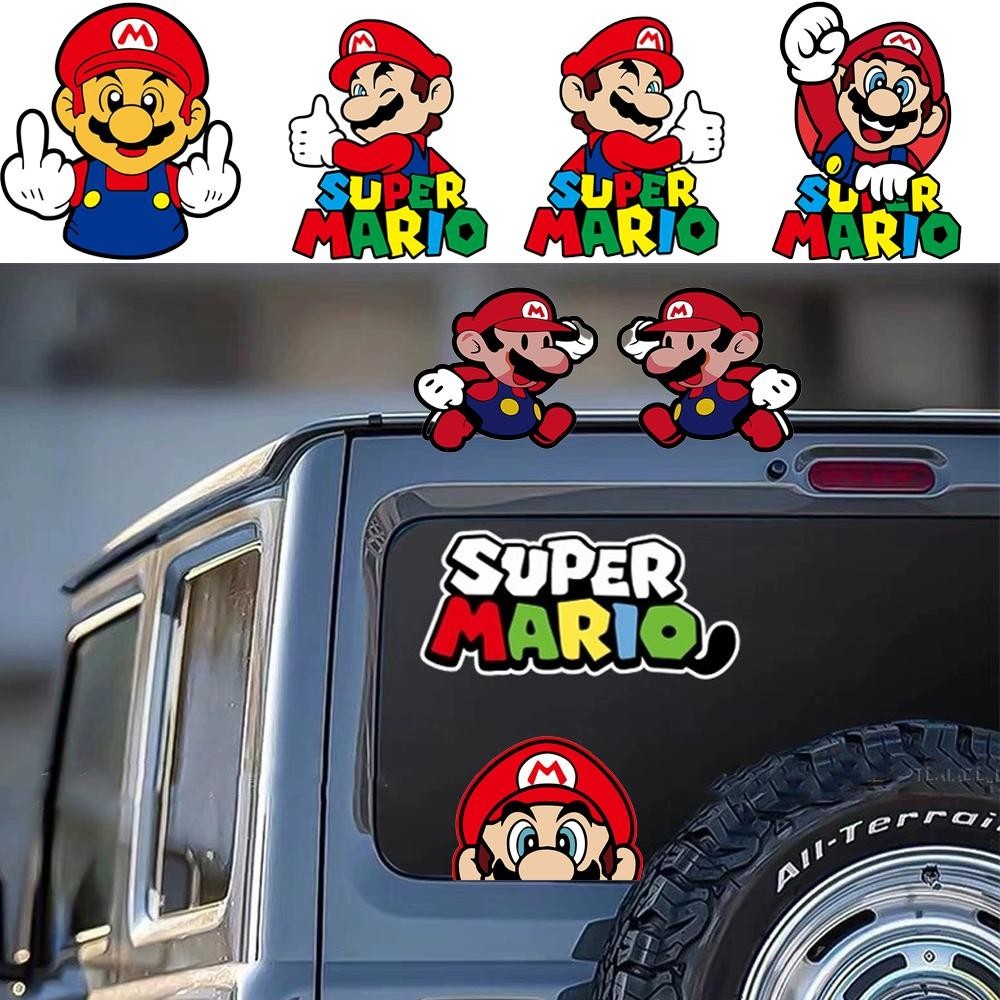 สติกเกอร์ไวนิล สะท้อนแสง กันน้ํา ลายการ์ตูน Super Mary Mario แบบสร้างสรรค์ สําหรับติดตกแต่งหน้าต่างรถยนต์