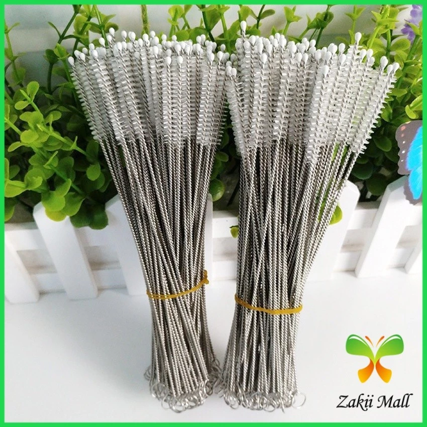 Zakii Mall แปรงล้างหลอดดูด จุกนม ขนไนล่อน ไม่ทำให้เป็นรอย Stainless steel soft straw straw brush