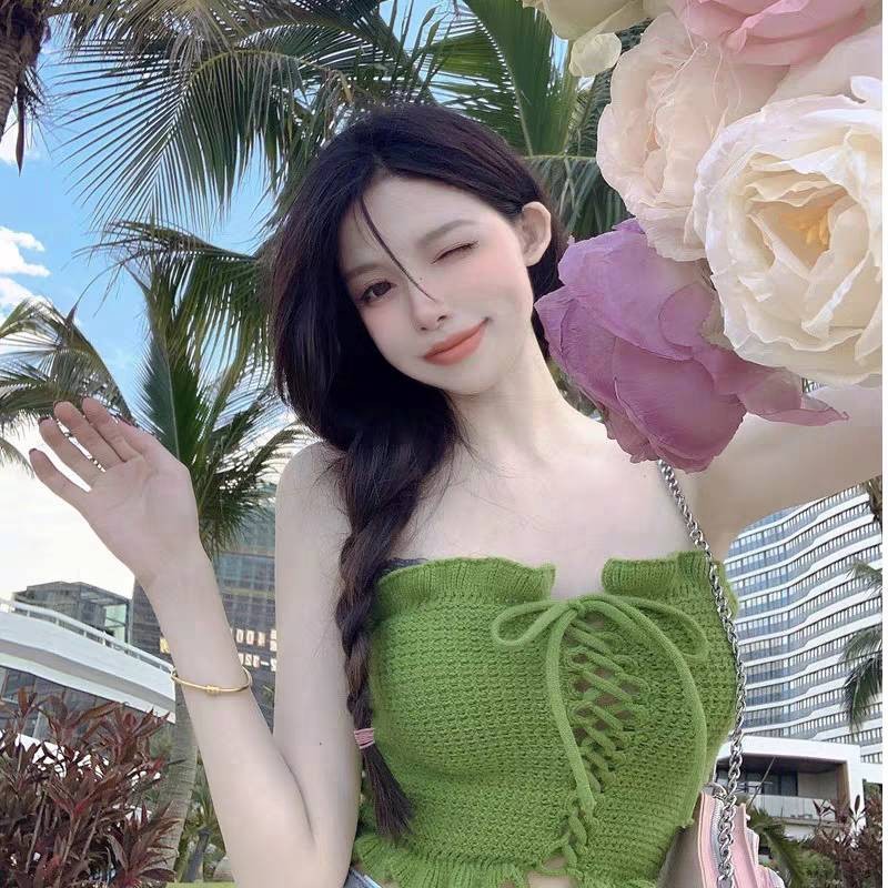✨Fairy style✨เสื้อเกาะอกไหมพรมknitting กิมมิคทอลาย ใส่ได้2 ด้านทรงแซ่บ เซ็กซี่ เก๋มากๆ#18CX28